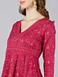 Womens Rayon Gold Print Anarkali Kurta (Pink)