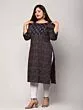 Women Floral Print Pure Cotton Plus Size Straight Kurta (Dark Blue)