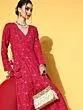 Womens Rayon Gold Print Anarkali Kurta (Pink)