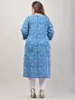 Women Floral Print Plus Size Cotton Straight Kurta (Blue)