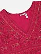 Womens Rayon Gold Print Anarkali Kurta (Pink)