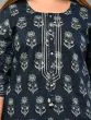 Women Printed Rayon Blue Plus Size Straight Kurta (Blue)