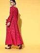 Womens Rayon Gold Print Anarkali Kurta (Pink)