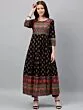 Women's Cotton Buta Print Black Anarkali Kurta