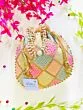 Multicolor Thread Embroidered Peach Potli for Women