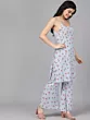 Blue Floral Print Kurta Palazzo