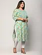 Women Floral Printed Pure Cotton Plus Size Straight Kurta (Green)