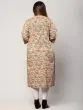 Women Printed Pure Cotton Plus Size Straight Kurta (Beige)