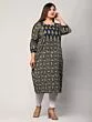 Women Pure Cotton Plus Size Straight Kurta with Floral Print (Blue)