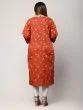 Women Floral Print, Printed Pure Cotton Plus Size Straight Kurta (Dark Red)