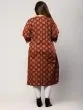 Women Printed Pure Cotton Plus Size Straight Kurta (Brown & Green)