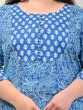 Women Floral Print Plus Size Cotton Straight Kurta (Blue)