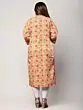 Mirror Work Printed Pure Cotton Women Plus Size Peach Straight Kurta