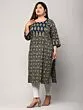 Women Pure Cotton Plus Size Straight Kurta with Floral Print (Blue)