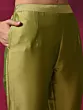 Green Applique Work Kurta Pant With Dupatta