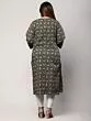 Women Pure Cotton Plus Size Straight Kurta with Floral Print (Blue)