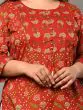 Women Floral Print, Printed Pure Cotton Plus Size Straight Kurta (Dark Red)