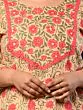 Mirror Work Printed Pure Cotton Women Plus Size Peach Straight Kurta