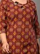 Women Printed Pure Cotton Plus Size Straight Kurta (Brown & Green)
