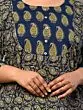 Women Pure Cotton Plus Size Straight Kurta with Floral Print (Blue)