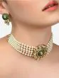 Kundan Studded White Pearl Choker with Earring