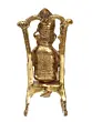 Golden Metal Lord Ganesha Idol Reading Book on Rocking Chair