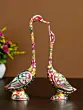 Colorful Metal Kissing Swan Couple Handcrafted Decorative Figurine showpiece