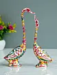 Colorful Metal Kissing Swan Couple Handcrafted Decorative Figurine showpiece