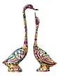 Colorful Metal Kissing Swan Couple Handcrafted Decorative Figurine showpiece