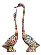 Colorful Metal Kissing Swan Couple Handcrafted Decorative Figurine showpiece