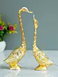 Golden Metal Kissing Swan Couple Handcrafted Decorative showpiece Bird Figurine Set