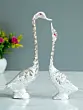 Silver Metal Kissing Swan Couple Handcrafted Decorative Figurine