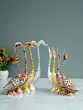 Set of Four Kissing Swan Couple Handcrafted Decorative showpiece(Colorful, Golden, Silver,Brown)
