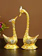 12 Inch Golden Kissing Swan Couple Handcrafted Decorative Figurine