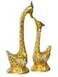 12 Inch Golden Kissing Swan Couple Handcrafted Decorative Figurine