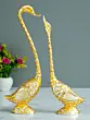 Golden Metal Kissing Swan Couple Handcrafted Decorative showpiece