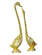 Golden Metal Kissing Swan Couple Handcrafted Decorative showpiece