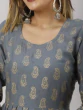 Women Printed Viscose Rayon Flared Kurta  (Grey)