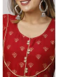 Women Printed Viscose Rayon Flared Kurta  (Maroon)