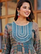 Women Printed Viscose Rayon Anarkali Kurta (Blue)
