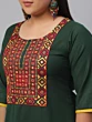 Women Embroidered Pure Cotton Straight Kurta (Green)