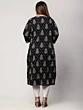 Women Black Pure Cotton Printed Straight Kurta