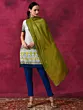 White Printed Kurta Pant With Dupatta