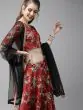  Red & Green Woven Design Ready To Wear Lehenga & Blouse With Dupatta