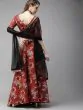  Red & Green Woven Design Ready To Wear Lehenga & Blouse With Dupatta
