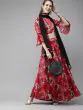 Red & Black Printed Ready To Wear Lehenga & Blouse With Dupatta