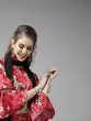 Red & Black Printed Ready To Wear Lehenga & Blouse With Dupatta