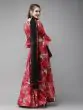 Red & Black Printed Ready To Wear Lehenga & Blouse With Dupatta
