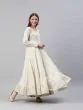 Women Cream-Coloured & Golden Printed Tiered Anarkali Kurta