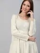 Women Cream-Coloured & Golden Printed Tiered Anarkali Kurta
